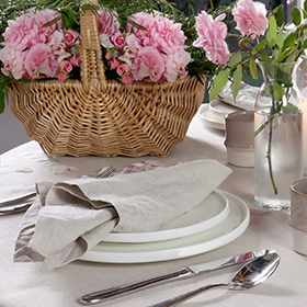 Natural Linen Rectangular Tablecloth <br> $230