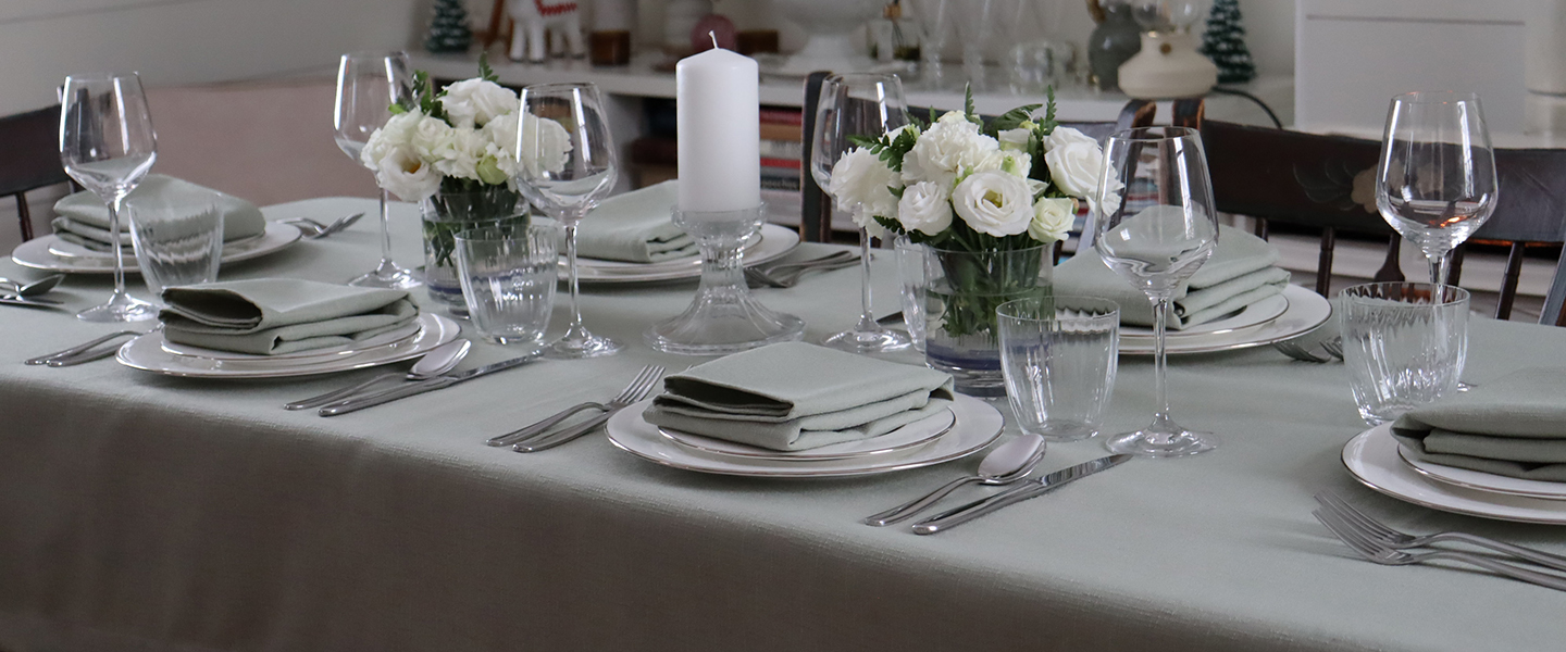 Olive Green Faux Linen Tablecloth