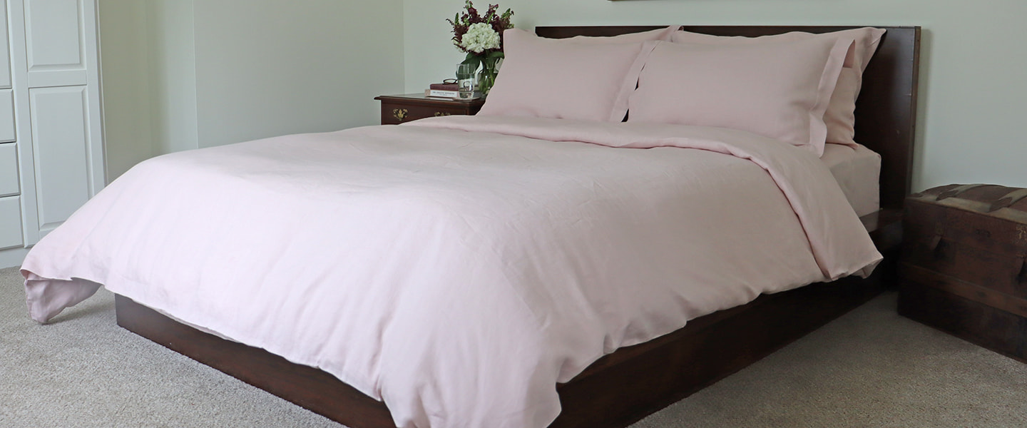 Pink Linen Duvet Cover
