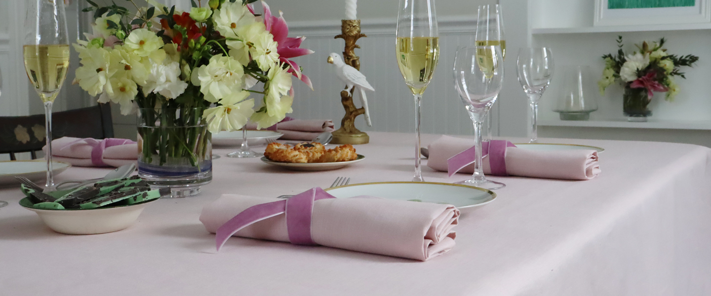 Pink Linen Tablecloth & Napkins
