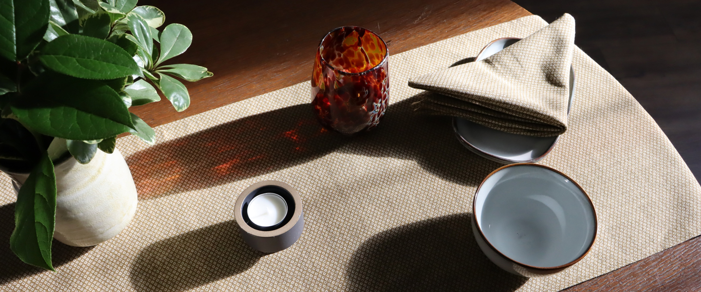 Shibori Olive Japanese Cotton Table Runner