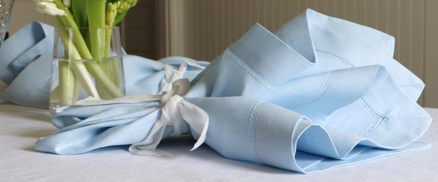 Sky Blue Hemstitch Napkins 
