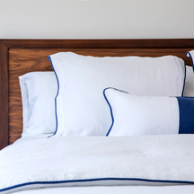 White Linen Shams Piped Edge<br>$160