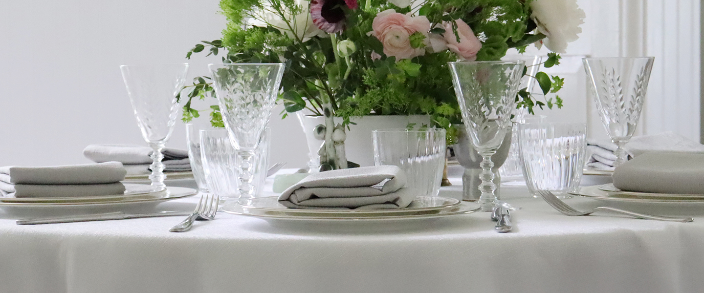 Faux Linen Tablecloth White 