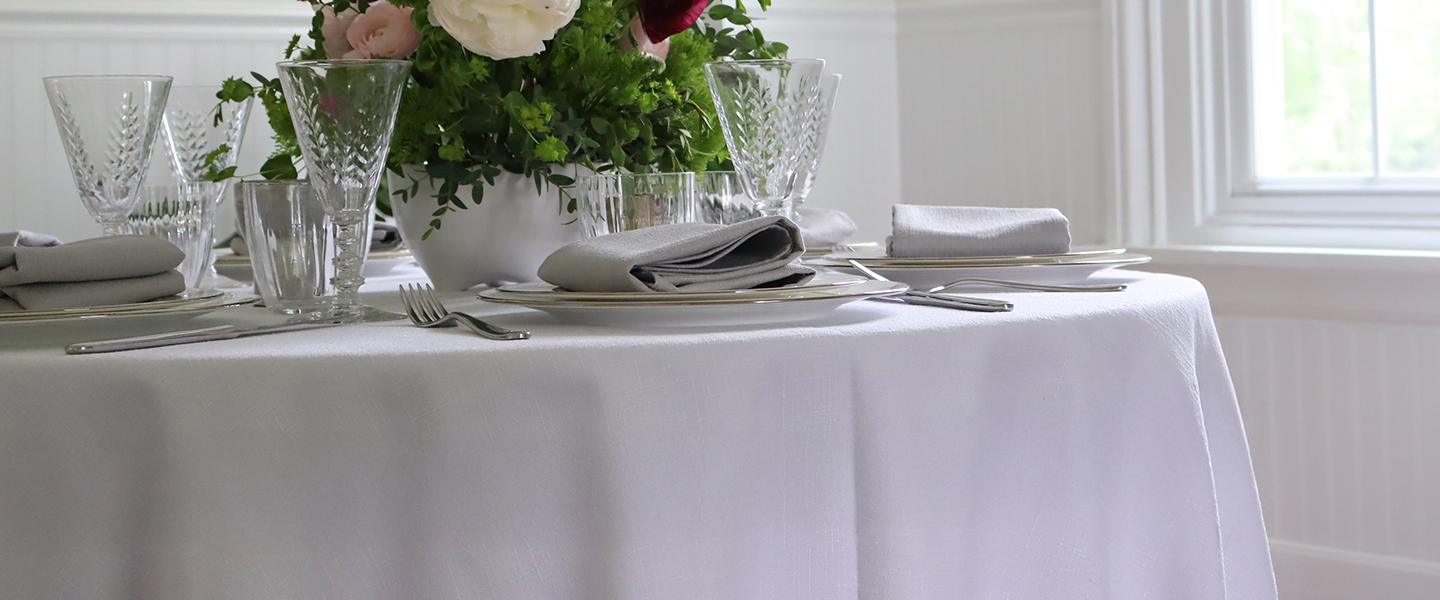 Faux Linen Tablecloth White 