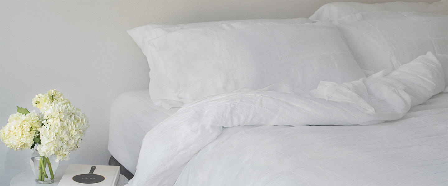 White Linen Duvet Cover, Sheets & Shams