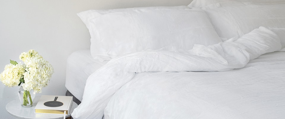 White Linen Duvet Cover, Sheets & Shams