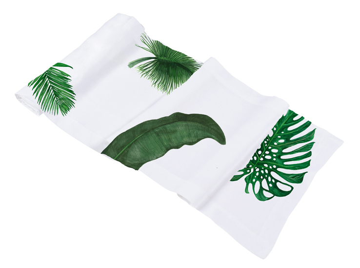 Palm Print Bed and Table Linens Table Runner