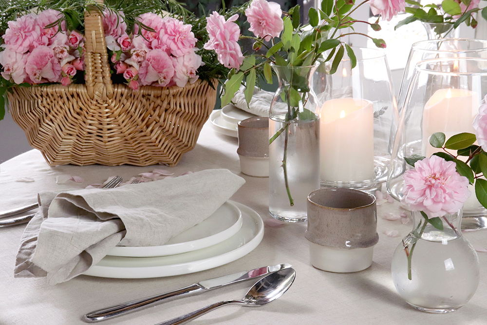 Natural Undyed Flax Color Natural Linen Tablecloth and Napkin