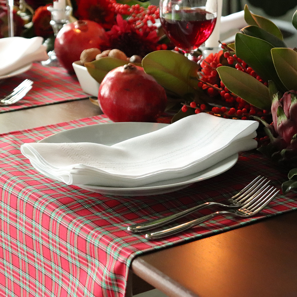 Red Green Plaid Runner Christmas Table Linens