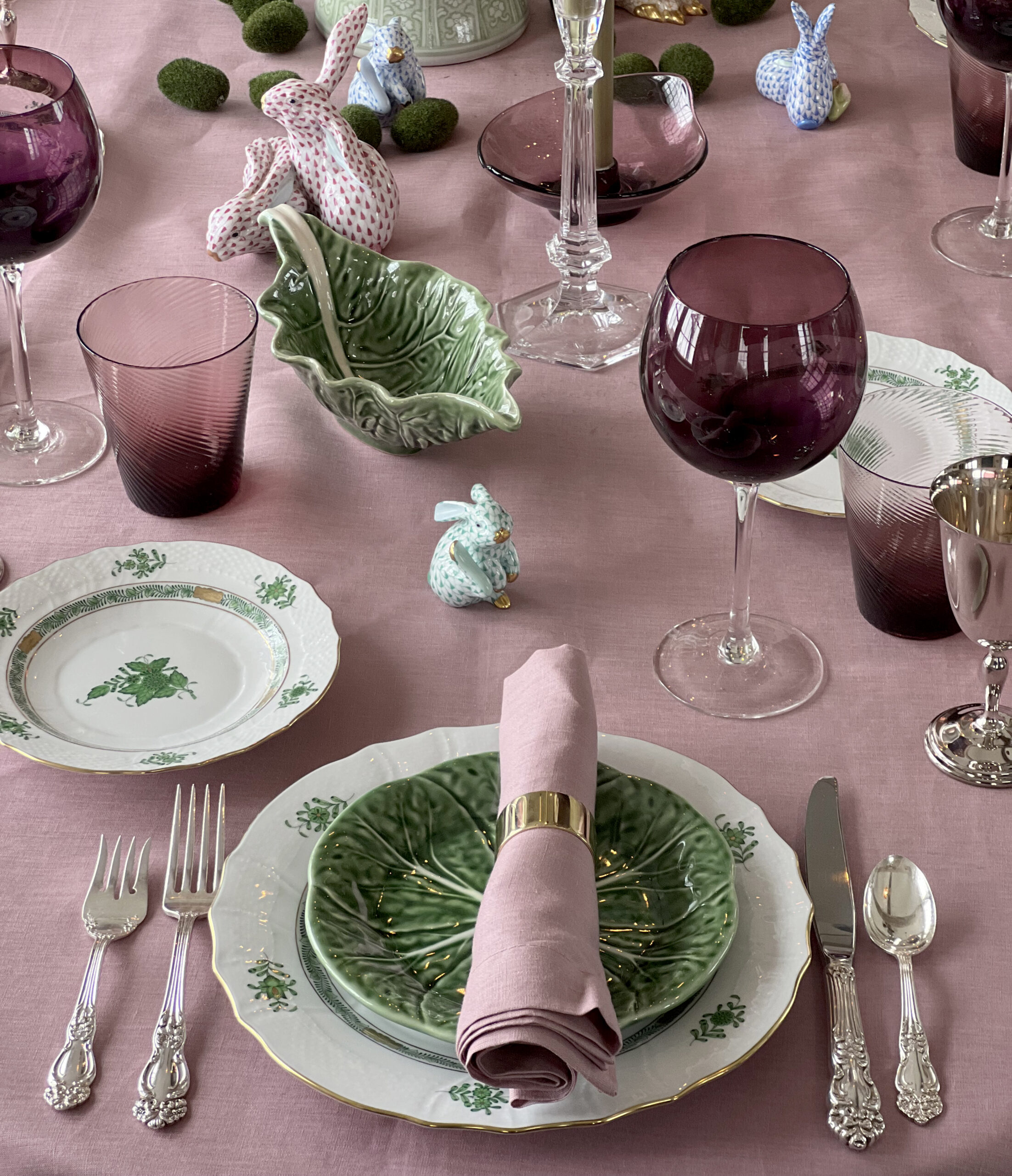 A lilac Easter spring table linen napkin 