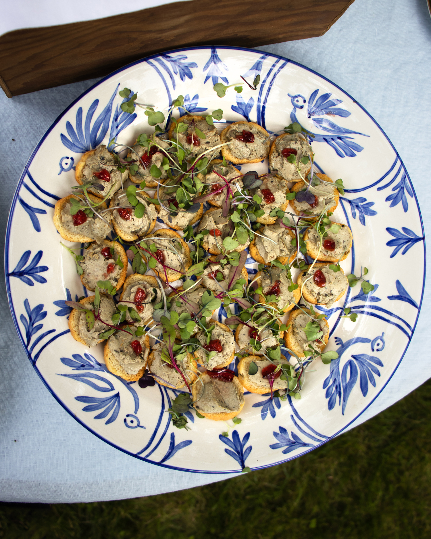 Pate melba toast micro greens
