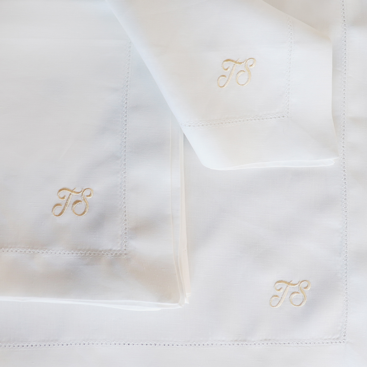 Hemstitch tablecloths Personalized luxury linens for home yacht jet 