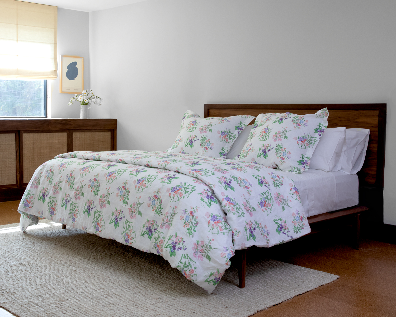 Sweet Pea Floral Linen Duvet Cover 