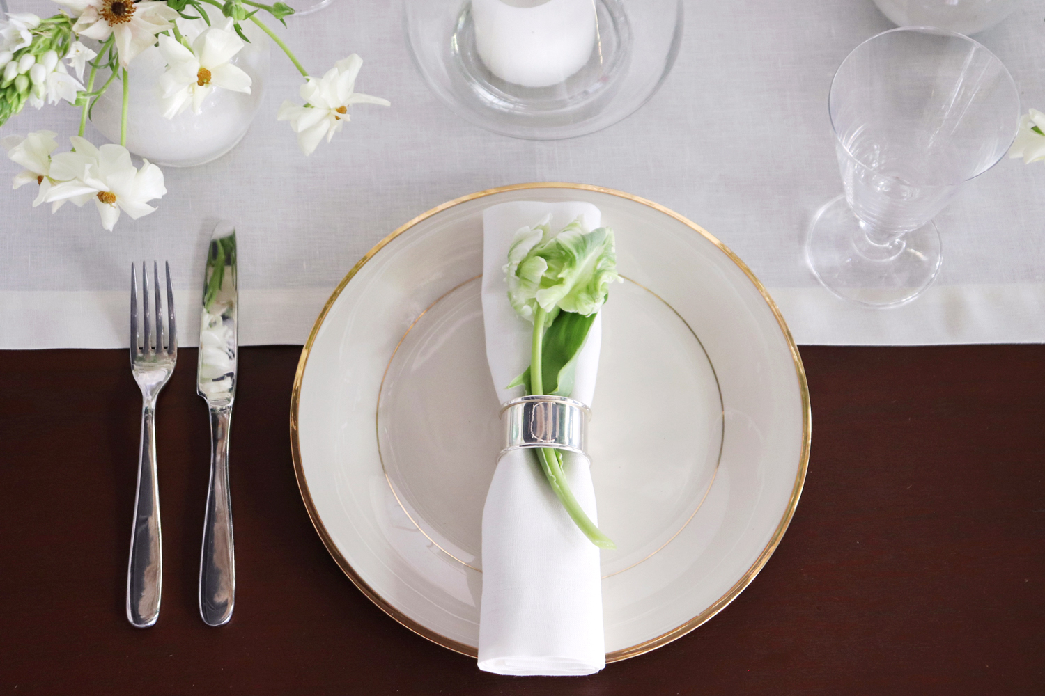 Ivory table runner and napkin