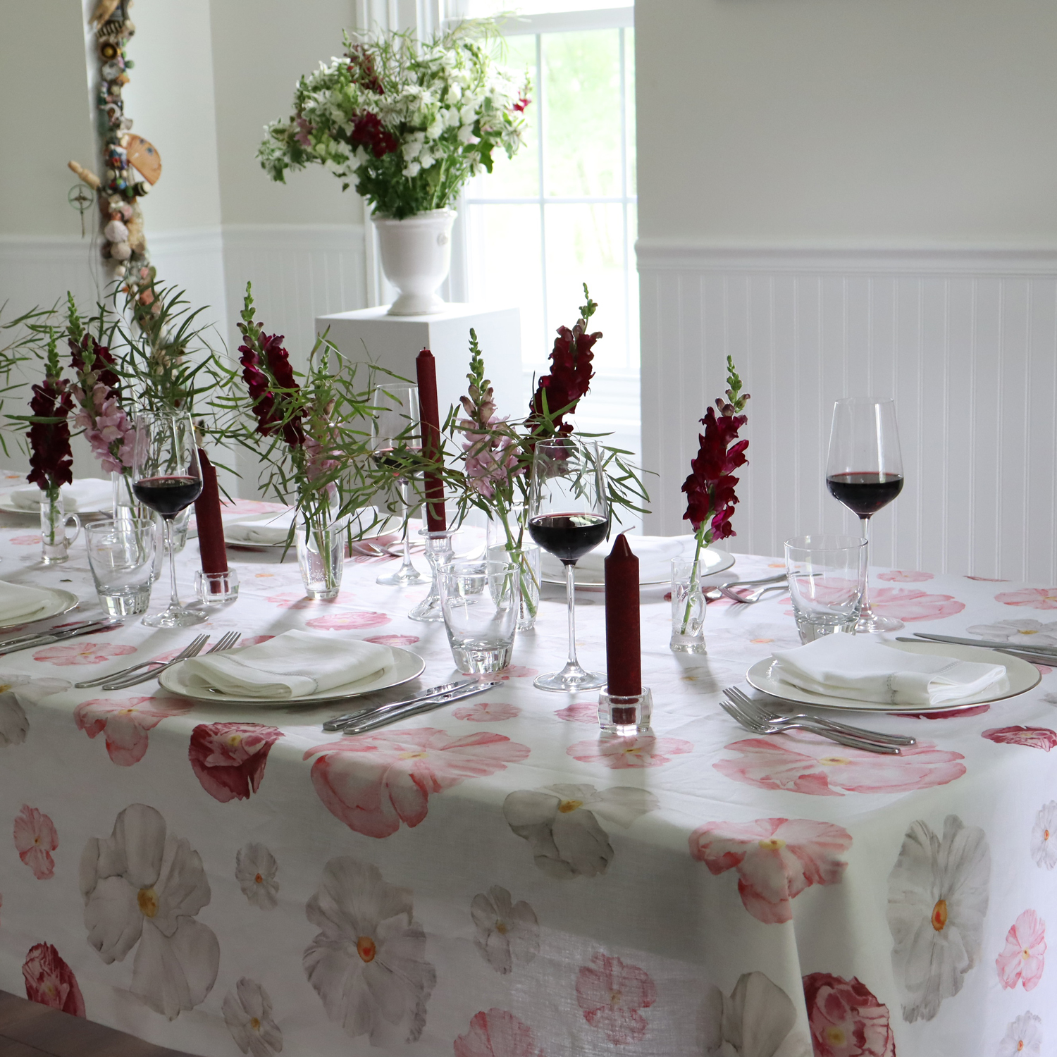 Poppy Print Linen Tablecloth 
