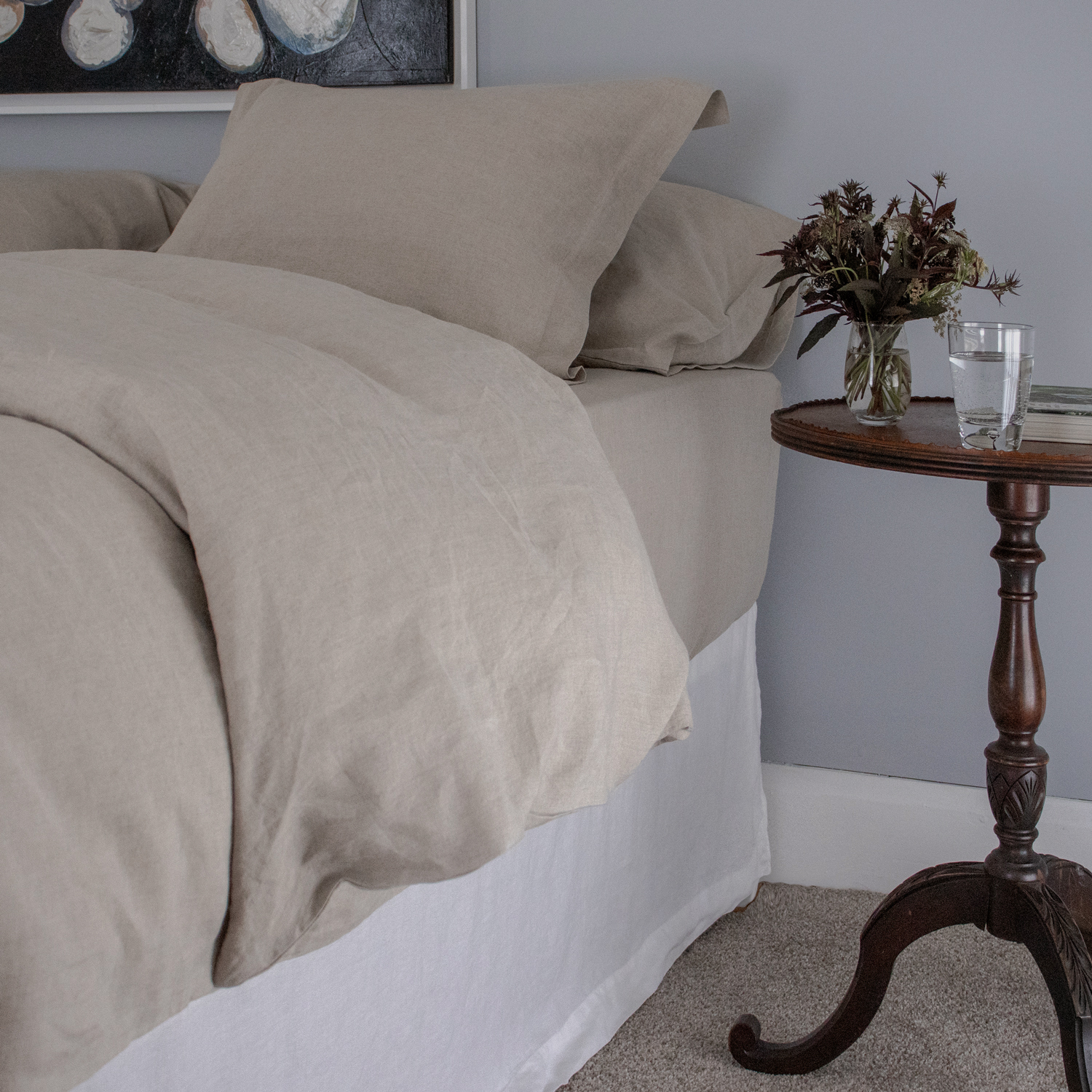 Dark Natural Linen Duvet Cover Flax Oatmeal Winter Bed Linens