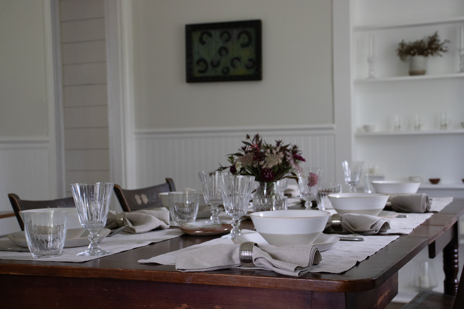 Easy Dinner Party Tablesetting Natural Linen Placemat Flax Napkin 