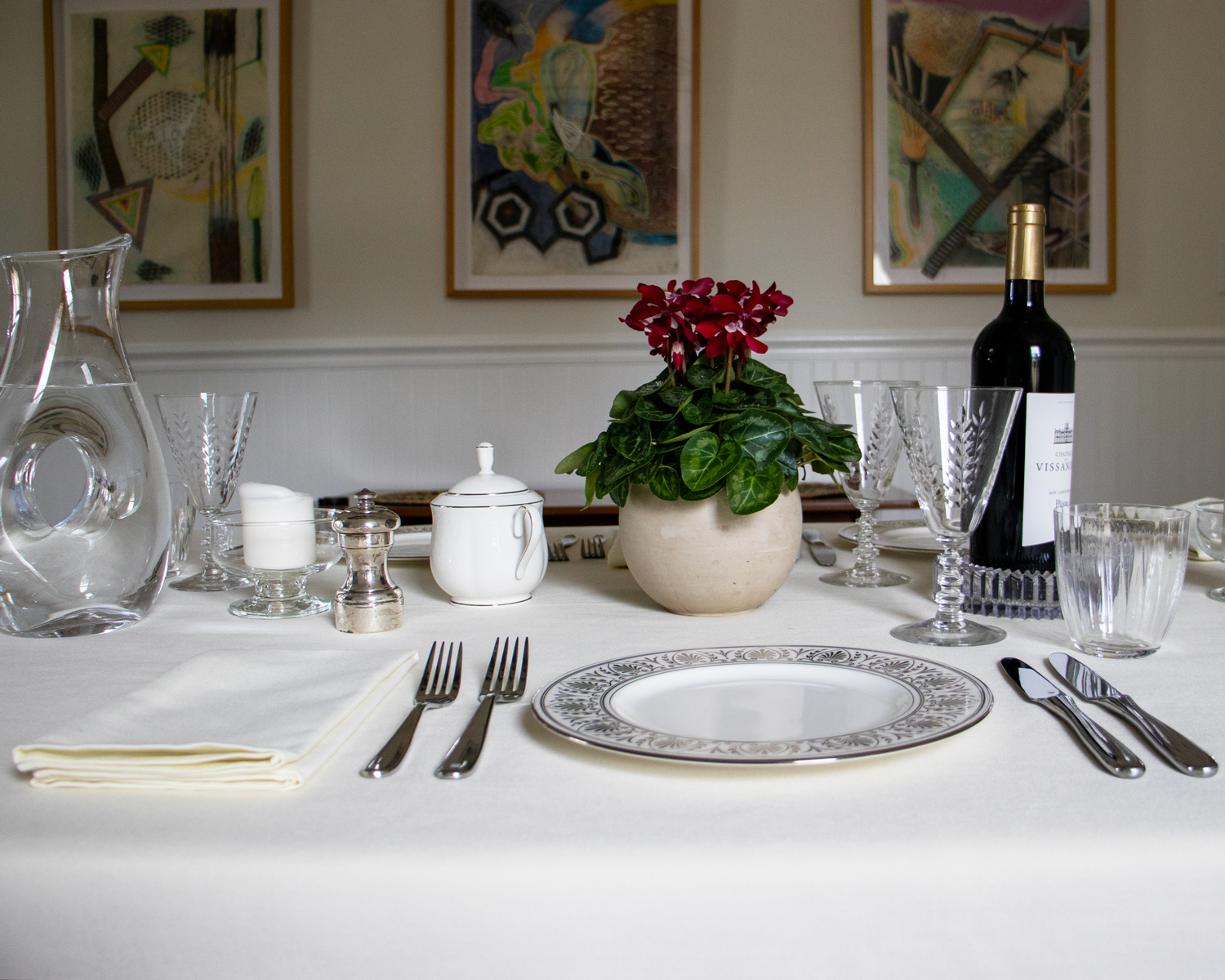 Ivory Spun Polyester Tablecloth & Napkins