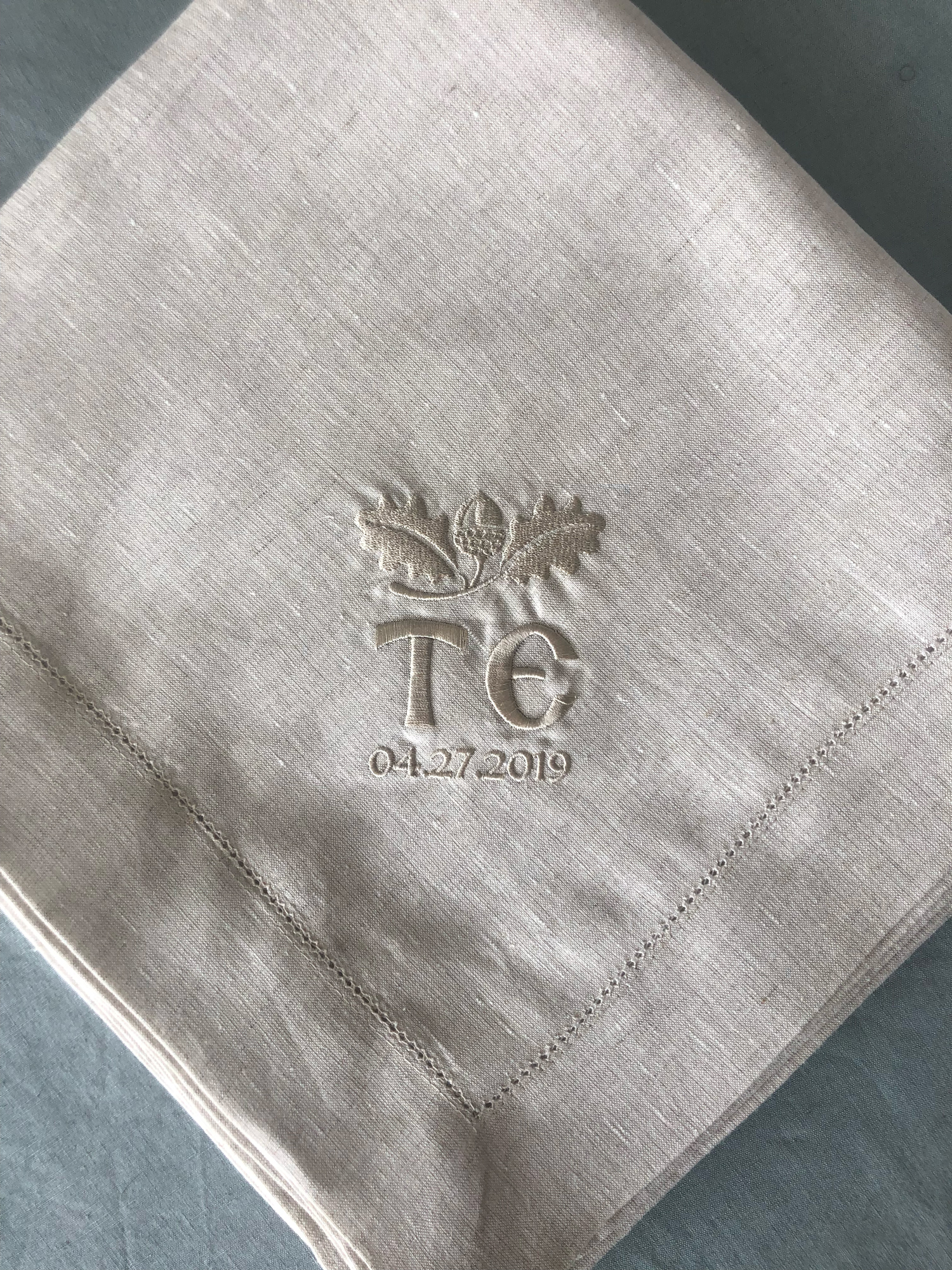 monogrammed linen tablecloth